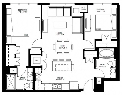 1500 Nicollet_2 Bedroom Floor Plan  at 1500 Nicollet, Minneapolis, MN, 55403